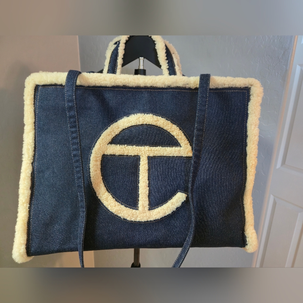 UGG x Telfar Large Denim Shearling Logo Bag Limited Edition - Picture 15 of 16
